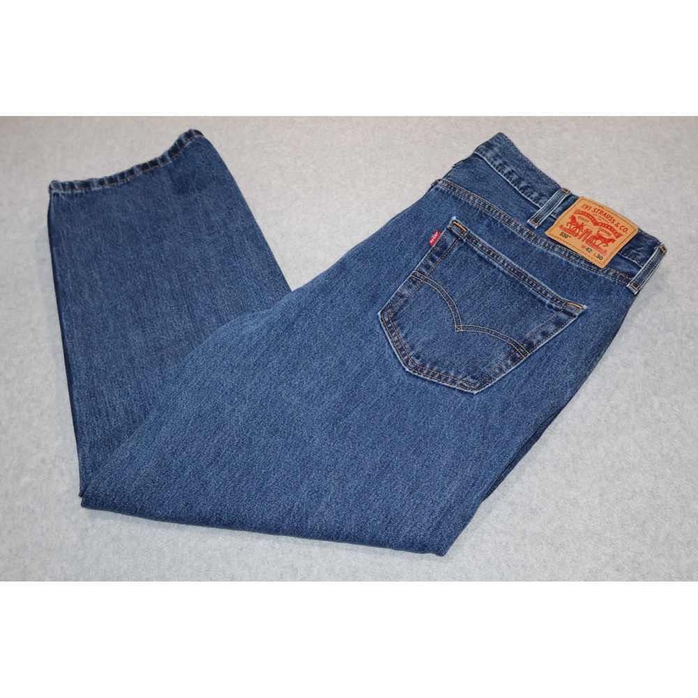 Levi Strauss 550 Jeans Mens 42x30 Blue Relaxed Fit Tapered Leg Denim